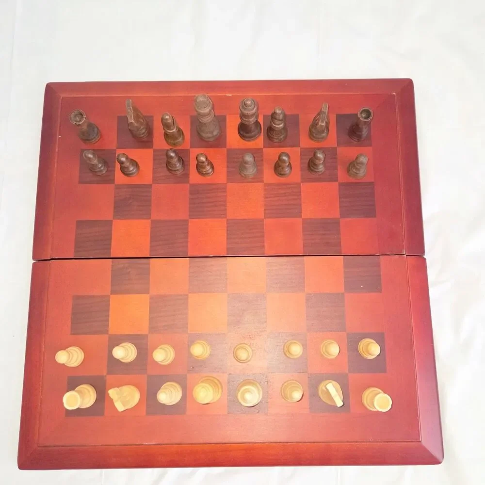 Cardinal Chess & Checkers Set Folding Board Wooden Pieces Complete Game
